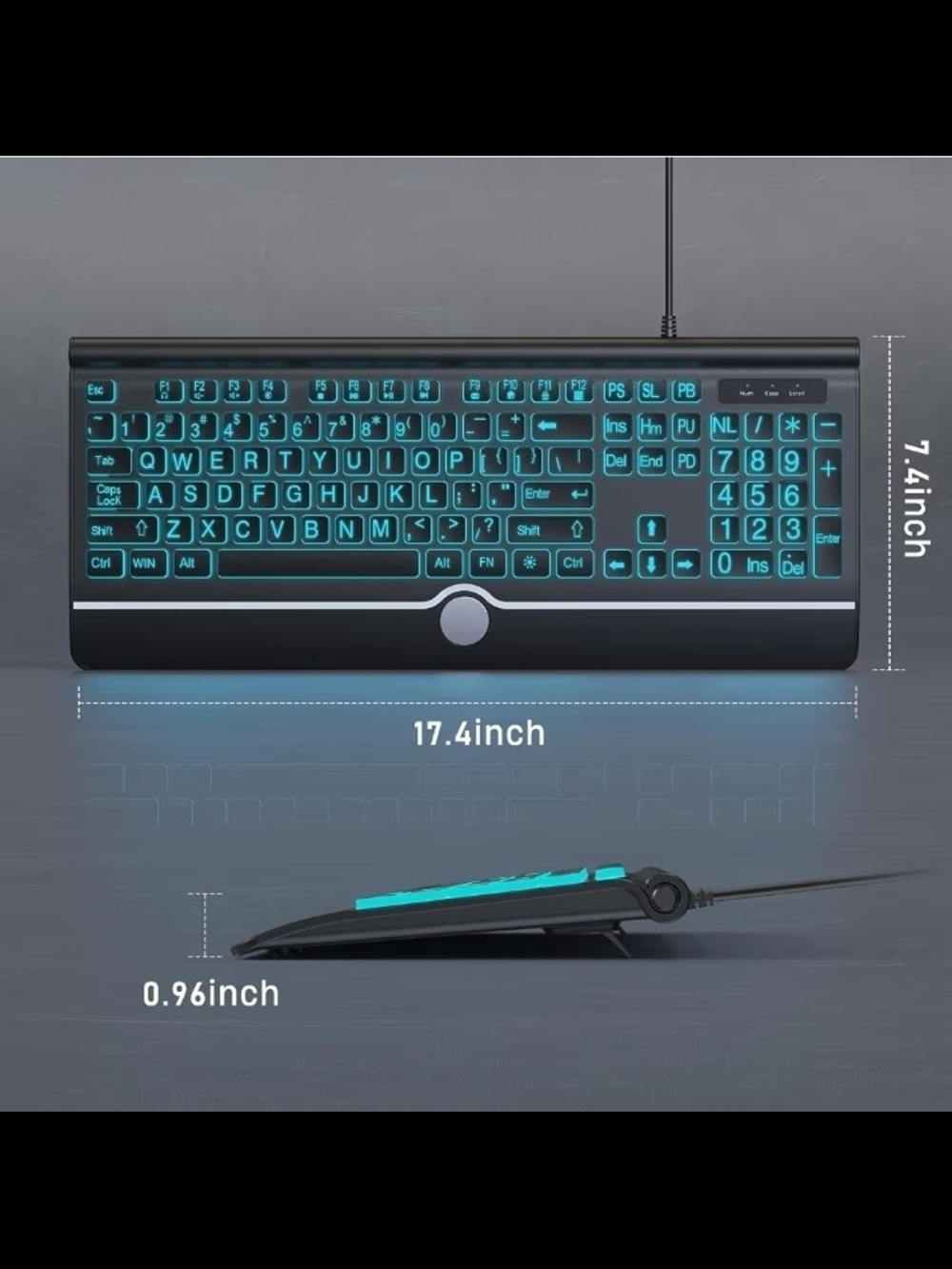 Gaming Backlit USB Keyboard - Green LED - Picture 3 of 9
